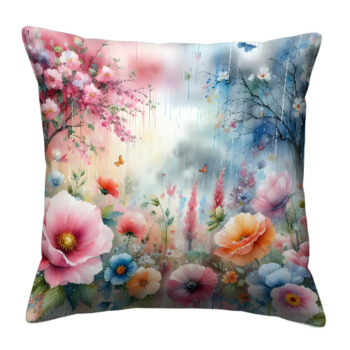 Flowers And Trees Rain Pillow