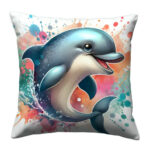 Funny dolphin colorful throw pillow (1)