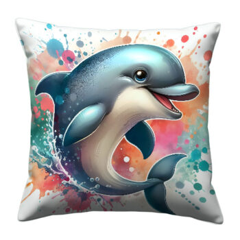 Funny Dolphin Colorful Throw Pillow