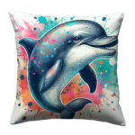 Funny dolphin colorful throw pillow (1)