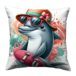 Funny dolphin colorful throw pillow (1)