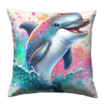 Funny dolphin colorful throw pillow (1)
