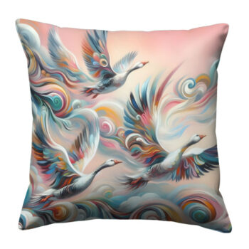 Geese Colorful Throw Pillow