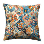Geometric Painting In Blue colorful throw pillow (3)