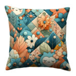Geometric Painting In Blue colorful throw pillow (3)