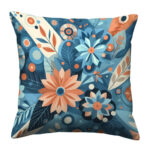 Geometric Painting In Blue colorful throw pillow (3)