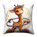 Giraffe playing colorful throw pillow (1)