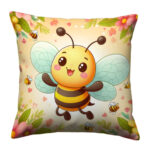 Honey bee flying colorful throw pillow (1)