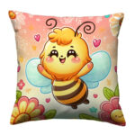 Honey bee flying colorful throw pillow (1)