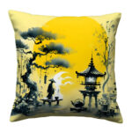 Japan traditional sumie colorful pillow (1)