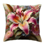 Lily Oil Painting colorful throw pillow (6)