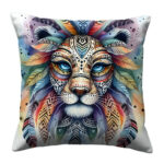Lion face colorful throw pillow (1)