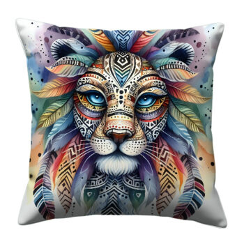 Lion Face Colorful Throw Pillow