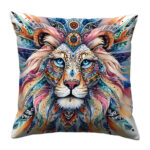 Lion face colorful throw pillow (1)