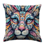 Lion face colorful throw pillow (1)