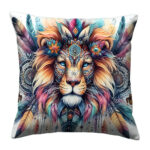 Lion face colorful throw pillow (1)