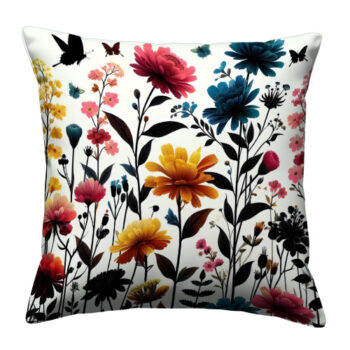 Multi Colored Flowers Colorful Throw Pillow