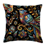 Ornamental bird colorful throw pillow (4)