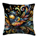 Ornamental bird colorful throw pillow (4)