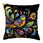 Ornamental bird colorful throw pillow (4)
