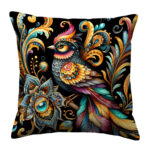 Ornamental bird colorful throw pillow (4)