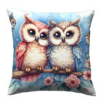 Owls in love colorful throw pillow (4)