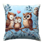 Owls in love colorful throw pillow (4)
