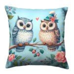 Owls in love colorful throw pillow (4)
