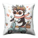 Penguin with sunglasses riding pillow (1)