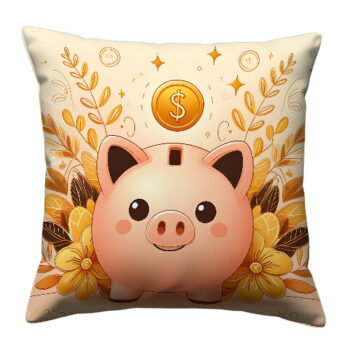 Piggy Bank Gold Pillow