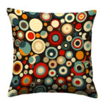 Retro pattern with circles colorful throw pillow (4)