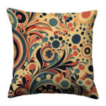Retro pattern with circles colorful throw pillow (4)