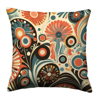 Retro Pattern With Circles Colorful Throw Pillow