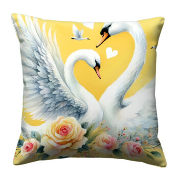 Romantic Swan Colorful Throw Pillow