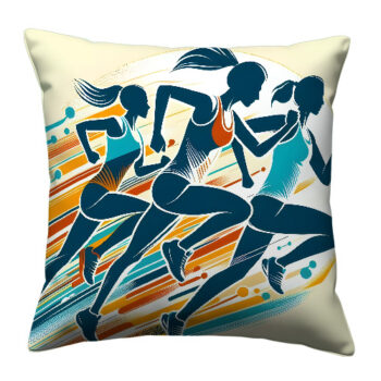 Running Athletes Colorful Throw Pillow