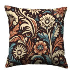 Seamless retro floral colorful throw pillow (4)