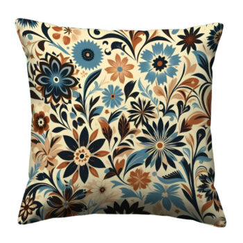 Seamless Retro Floral Colorful Throw Pillow