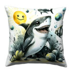 Shark cartoon colorful throw pillow (1)