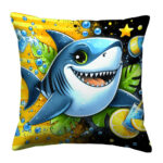 Shark cartoon colorful throw pillow (1)