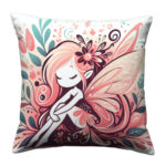 Sitting Fairy Colorful Throw Pillow