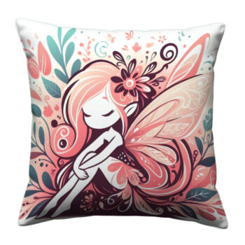 Sitting Fairy Colorful Throw Pillow