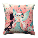 Sitting fairy colorful throw pillow (1)