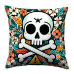 Skull With Crossed Bones colorful throw pillow (4)