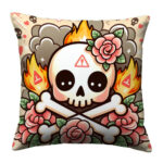 Skull With Crossed Bones colorful throw pillow (4)