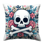 Skull With Crossed Bones Colorful Throw Pillow