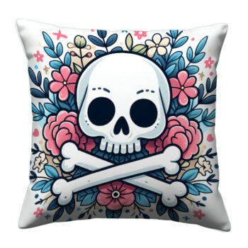 Skull With Crossed Bones Colorful Throw Pillow