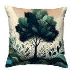 Small green oak tree colorful throw pillow (2)