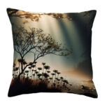 Small green oak tree colorful throw pillow (2)