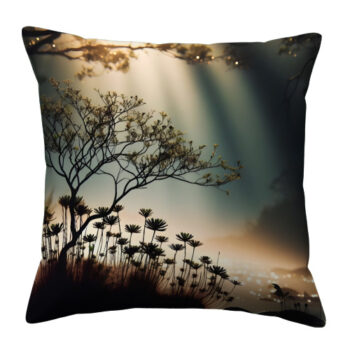 Small Green Oak Tree Colorful Throw Pillow