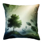 Small green oak tree colorful throw pillow (2)